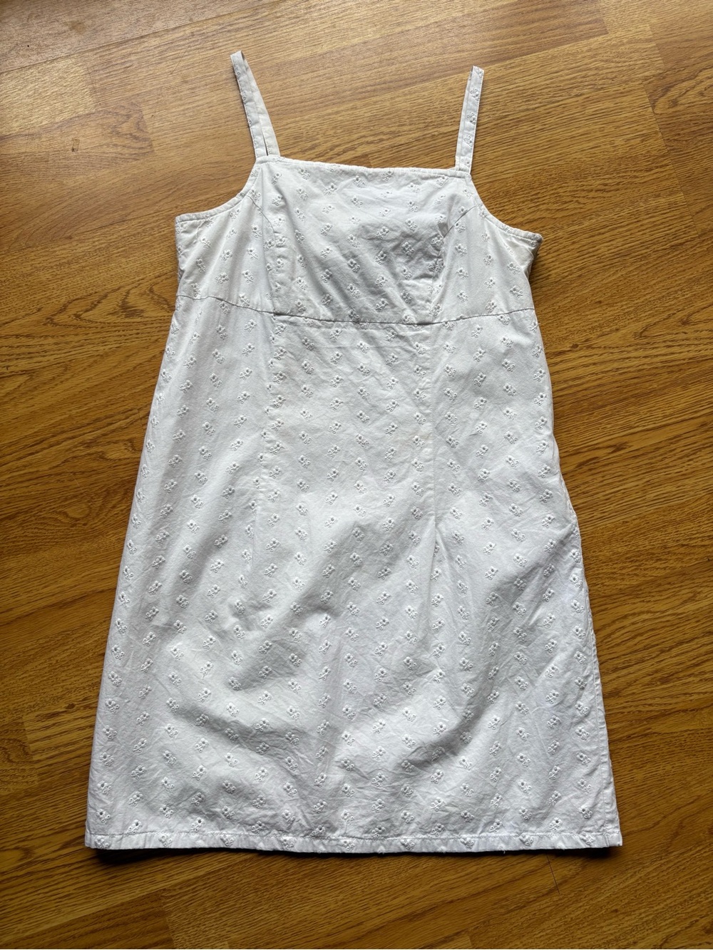 American Eagle Vtg White Eyelet Shift Sundress Summer Cotton Cottagecore Sz 0